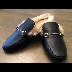 Faux fur flats